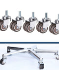Swap Old Office Chair Wheels With This Set Of Five Slick Dual Wheel Casters That Roll Smooth And Silent On Wood Or Carpet Featuring Secure Threaded Stems For Easy Swapping, showcasing sleek brown dual wheel design.
