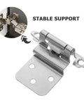 8 Pack Self Closing Flush Mount Cabinet Hinges With Door Bumpers Concealed Hardware For Kitchen Bathroom And Wardrobe Doors No Slam Soft Close Quiet Close 1.5mm White Nickel Finish, showing hinge detail and stable support in use.