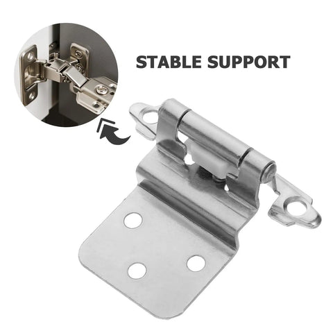 8 Pack White Nickel Self Closing Inset Cabinet Door Hinges, Flush Mount Hidden Hardware detail showing stable support feature