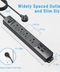 Ultra Thin Surge Protector Power Strip With USB A And Type C, Flat Plug, 15 Ft Extension Cord, Four AC Outlets, 1440J Surge Protection