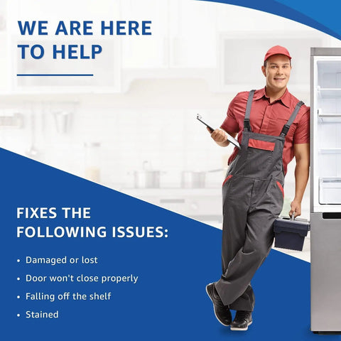 Technician by fridge addressing Upgraded AAP73252202 Door Shelf Bin Right For LG Kenmore Sears Refrigerator issues.
