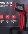 Infrared Temperature Gun For Cookin And Grillin With Adjustable Emissivity, Fast 0.5 Second Readings, Wide -58F To 1112F Range, 12 To 1 Distance To Spot, Non Contact Laser Thermometer For Oven Pizza Candy Griddle Engine And More, energy-saving design with 1-year battery life.