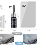 Windshield Repair Kit Two Piece Car Glass Fix Set With Nano Resin Filler For Chips And Cracks Quick Fix That Gets Cracks Gone Glass Kit Auto Windshield Tool with resin bottle, razor blades, plastic sheets, and before/after comparison.