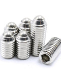 Stainless Steel Ball Point Set Screws Kit With Hex Socket Drive And Spring Plunger, 10 Sizes 100 Pieces, ANSI 0.7mm Pitch