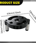 Product size dimensions of Bulletproof Aluminum Self Centering Drill Guide Jig For Bullseye Hole Alignment, measuring 6.9cm diameter.