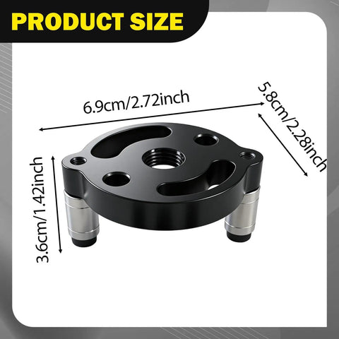 Product size dimensions of Bulletproof Aluminum Self Centering Drill Guide Jig For Bullseye Hole Alignment, measuring 6.9cm diameter.