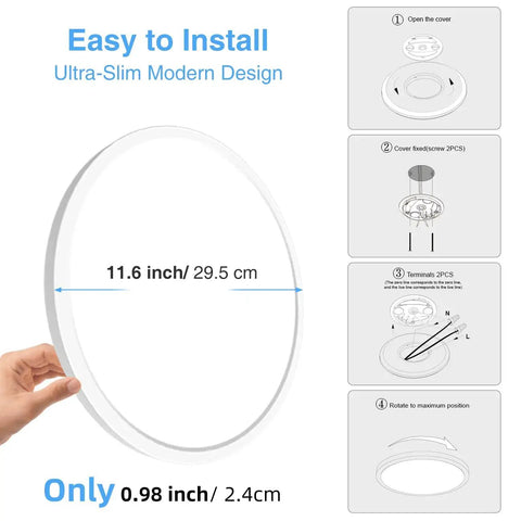 Six Pack 12 Inch Dimmable Flush Mount LED Ceiling Light 28W 3200LM 5000K Daylight White No Flicker Bright For Garage Apartment