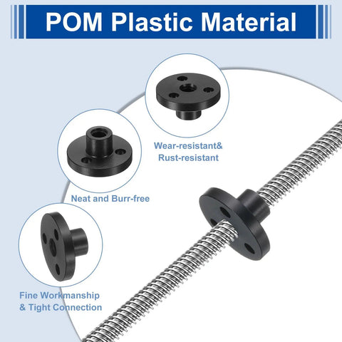 Two Pack POM Nut For T5 Lead Screw Acme Thread 1mm Pitch 1mm Lead 1 Start illustration showing rust-resistant features.