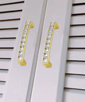 Gold U Shape Crystal Glass Cabinet Knobs Set, 10 Pack Sparkling Drawer Pulls For Cupboard Wardrobe Dresser on white doors