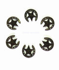 Western Cowboy Horseshoe Hand Painted Resin Cabinet Knobs And Drawer Pulls Set Of 6 arranged in a circle for rustic home hardware