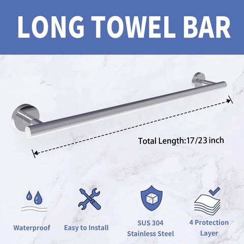 Six Piece Brushed Nickel Bathroom Hardware Set With Wall Mount Includes 23 Inch Towel Bar 17 Inch Towel Bar, stainless steel