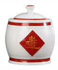 Gotta Love This Hella Spacious Ceramic Rice Crock Hits Different Chinese Style Porcelain Storage Jar 15kg with intricate red design.