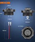 Dimensions of Beefy Five Pack Round Rocker Switches With Wiring Harness SPST 2 Pin Pre Wired Waterproof Toggle Switches