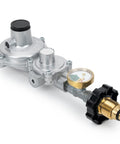 Stanbroil horizontal two-stage propane regulator with gauge, aluminum body, 3/8 in female NPT and P.O.L. tank connection