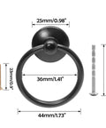 Dimensions of 10 Pcs Black Ring Pull Handles for Cabinets and Dresser Drawers Single Hole One And Three Quarter Inch Zinc Alloy Knobs