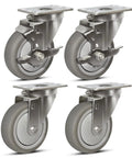 Rock Solid Workhorse 4 Inch Stainless Steel Casters Jam Packed With Thermoplastic Rubber Wheels For Heavy Duty Labor In Labs Or Shops Handles Up To 1200 Lbs rolls slick on flat floors.