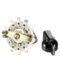 2 Pole 4 Position Rotary Switch With Knob For Band Channel Selection, 1 Deck, 10 Pins, 6mm Shaft, 9.7mm Mount Hole, Black Knob Included