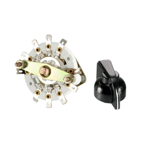 2 Pole 4 Position Rotary Switch With Knob For Band Channel Selection, 1 Deck, 10 Pins, 6mm Shaft, 9.7mm Mount Hole, Black Knob Included