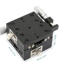 High Precision 60x60x40 Millimeter XY Linear Stage With Cross Roller Rails, Manual Micrometer Fine Adjustment, Aluminum Body
