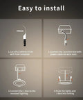 Installation guide for 4 Pack 4 Inch RGB LED Recessed Downlights With J Box 10W 800LM, showing step-by-step setup process.
