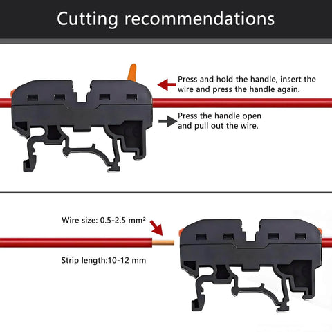 Heavy Duty DIN Rail Terminal Blocks Kit With Inline Universal Compact Wire Connectors for easy installation instructions