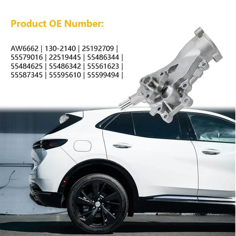 Tough As Nails Coolant Water Pump With Gaskets Fits Buick Encore Chevy Cruze Sonic Trax 1 4L Engine shown with rear car view.