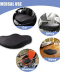 Super Comfortable Mini John Cooper Works Electric 2025 Memory Foam Car Seat Cushion For Tailbone Pain Relief Pressure Reducing Auto Pad shown in car, office, wheelchair, and home settings.