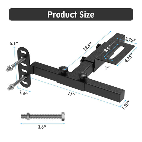 Universal Adjustable Headboard Brackets For Heavy Duty Steel Metal Bed Frame Extension Kit, dimensions shown.