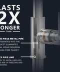 One-piece metal pipe and PEX line details of Pull Down Sprayer Kitchen Faucet With Single Hole Mount Stainless Steel Sink Faucet.