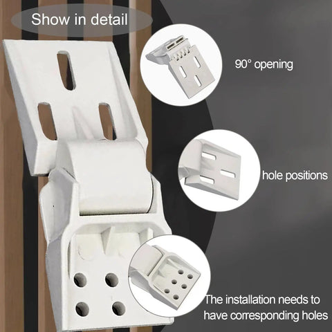 Two Pack Chest Freezer Plastic Hinge Universal Replacement With Screw in detail showing installation and hole alignment