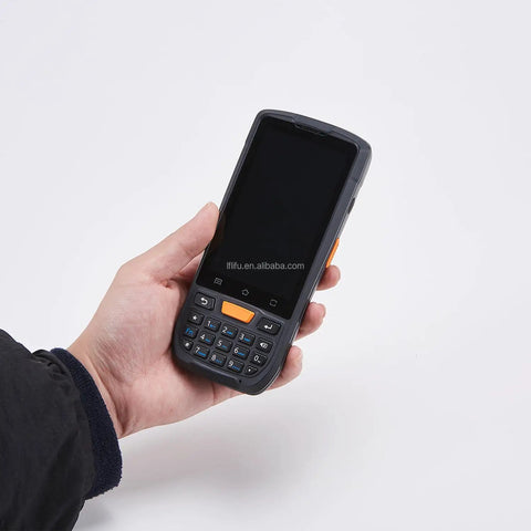 Handheld Hardcore Rugged PDA With Numeric Keypad And Swift 2D Scanner, Industrial Android 9 Computer in hand.