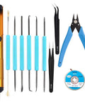 All In One Soldering And Desoldering Tool Kit 11 Piece Set With Desoldering Pumps Desoldering Wicks Wire Cutters Tweezers Iron Accessories