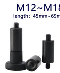 Rugged Professional Spring Index Plungers Built Like A Tank With Rock Solid Carbon Steel Shaft And Smooth Reset Action For Dependable Lock Bolts And Heavy Duty Hardware Fixes, showing M12 to M18 sizes, black finish.