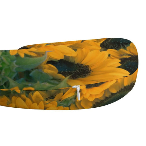 Custom U Shaped Pillow With Personal Photo Text Print Personalized Memory Foam Neck Pillow For Travel And Nap Comfort In Plane Car Home And Office Create Your Own Design with sunflower print