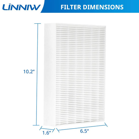 R Replacement Filter dimensions shown 10.2x6.5x1.6 inches for Honeywell HPA Series Air Purifiers fits HPA300 HPA100 models
