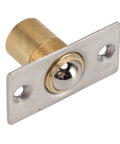 Heavy Duty Solid Brass Door Ball Catches Adjustable Self Latch For Closet Cabinet Doors Secure Hold Rust Proof Hardware Kit 4 Pcs close-up of latch.