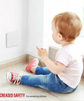 Child-safe Screwless Two Gang Blank Wall Plate Cover For Outlets And Devices White Polycarbonate Thermoplastic UL Listed 4.68 x 4.73"