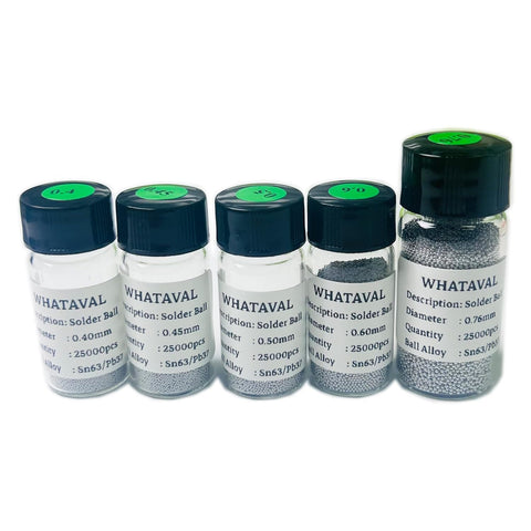 Five Bottle Leaded BGA Solder Balls Set With Twenty Five Thousand Per Bottle Sn63 Pb37 Reballing Tin Balls