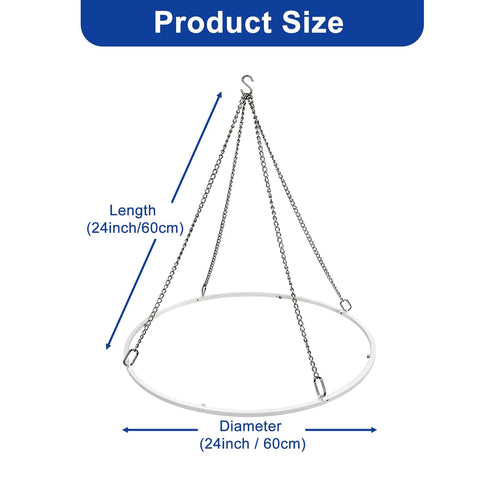 24 Inch Round Ceiling Canopy Hoop Hardware Kit White Metal For Ceiling Drape Hanging Ring, Easy Install Drape Kit For Wedding Ceremony Decor, Ceiling Draping Hoop Ring With Mounting Hardware, Drapes Not Included.