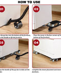 How to use Lifter Furniture Sliders For Hardwood Floors With 360 Degree Wheels Beefy Heavy Duty Moving Dolly For Appliances And Furniture 3086 Lb Load Capacity Movers Pads Kit Easy Glide And Scratch Free Move showing each step