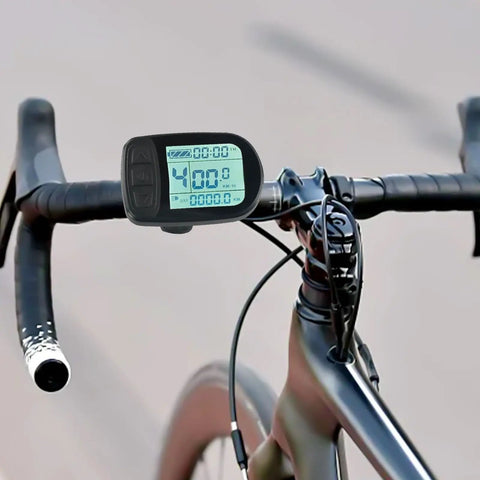 For KT Lcd 5 Ebike Display With Smart Voltage Detection For 24V 36V 48V Water Resistant Color Screen Shows Speed And Battery Life on bike handlebar
