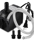 Quiet Submersible Pump 400 GPH with 5 Ft Tubing for Pond Fountain Aquarium Fish Tank Hydroponics No Frills 25W