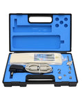 Digital Force Gauge Push And Pull Tester Pro Grade Rechargeable Dynamometer With LCD Display Data Output 2N Max Load 0.001N Precision 5 Modes 3 Units Newton Kilogram Pound 6 Digit Readout For Precise Calibration And Testing. open case with charger and accessories
