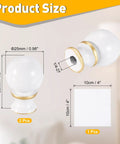 2 Pack 1.5 Inch Tall Lamp Finials White And Gold With 1/4-27 Thread Cap Knobs And Cleaning Cloth For Table And Floor Lamps Shade Holder Decor Durable Metal Construction No-Fuss Easy Screw On Install Great For Chandeliers And Living Room Lighting, showing finial size dimensions and included cleaning cloth.