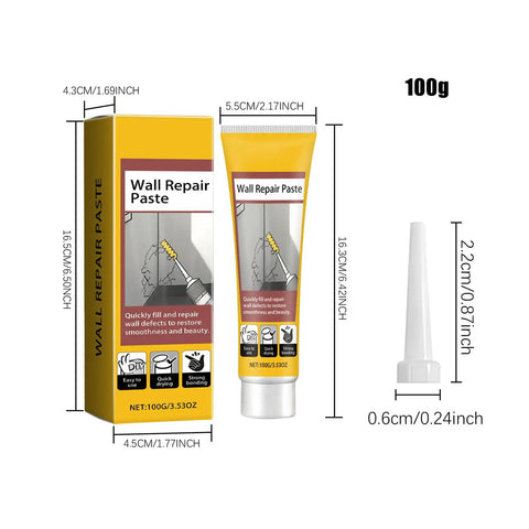 Fast Dry Wall Repair Paste 100g For Patching Holes And Cracks, Drywall Filler Putty For Ceilings And Walls, Easy Sanding And Smooth Finish For Living Rooms, Bedrooms, Kitchens, Bathrooms, Balconies, Basements, And Garages