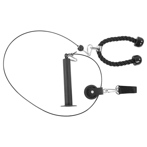 Home Gym Pulley System For DIY Loading Muscle Training Kit showing cables, handles, and attachments