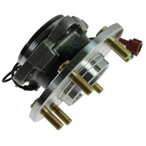 Close-up of heavy-duty front and rear wheel hub and bearing assembly kit for Infiniti QX56 2004-2007, Nissan Armada 2005-2007.