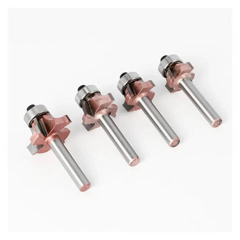 Heavy Duty 6Mm Shank Router Bits Featuring 4 Flute Ultra Sharp Design for precise edge trimming of wood surfaces.