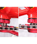 Close-up of bike with 5 Piece Bike Bottom Bracket Gasket Crank Washer Set Built From Aluminum Alloy For Durable BB Axle Washers