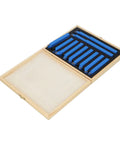 Rock Solid 11 Piece Lathe Tool Set With Carbide Tips For High Performance Machining and Precision Cuts in wooden case.